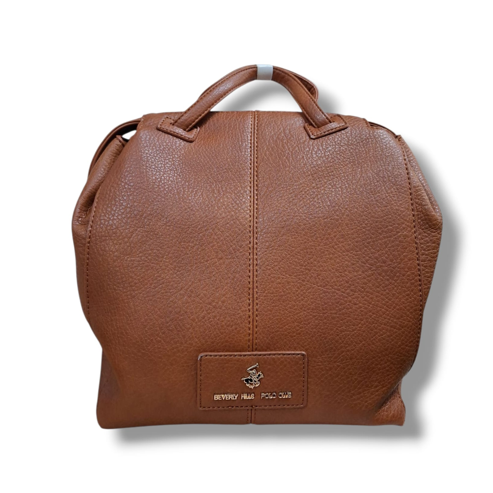 Zaino donna in pelle PU marrone cuoio Beverly Hills Polo Club con manici