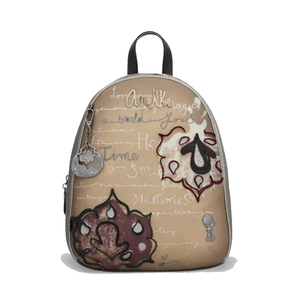 anekke anekke zaino bandolera 41715-293 - foto 1 Zaino bandolera ANEKKE color beige con illustrazioni di gatti, manici e spallacci neri