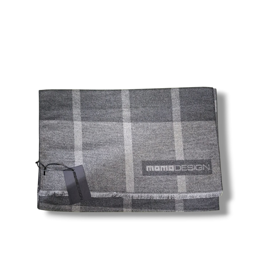 momo design momo design sciarpa uomo scarf mo-42sc taupe - foto 1 Sciarpa tartan grigia con righe bianche e etichetta MOMO DESIGN