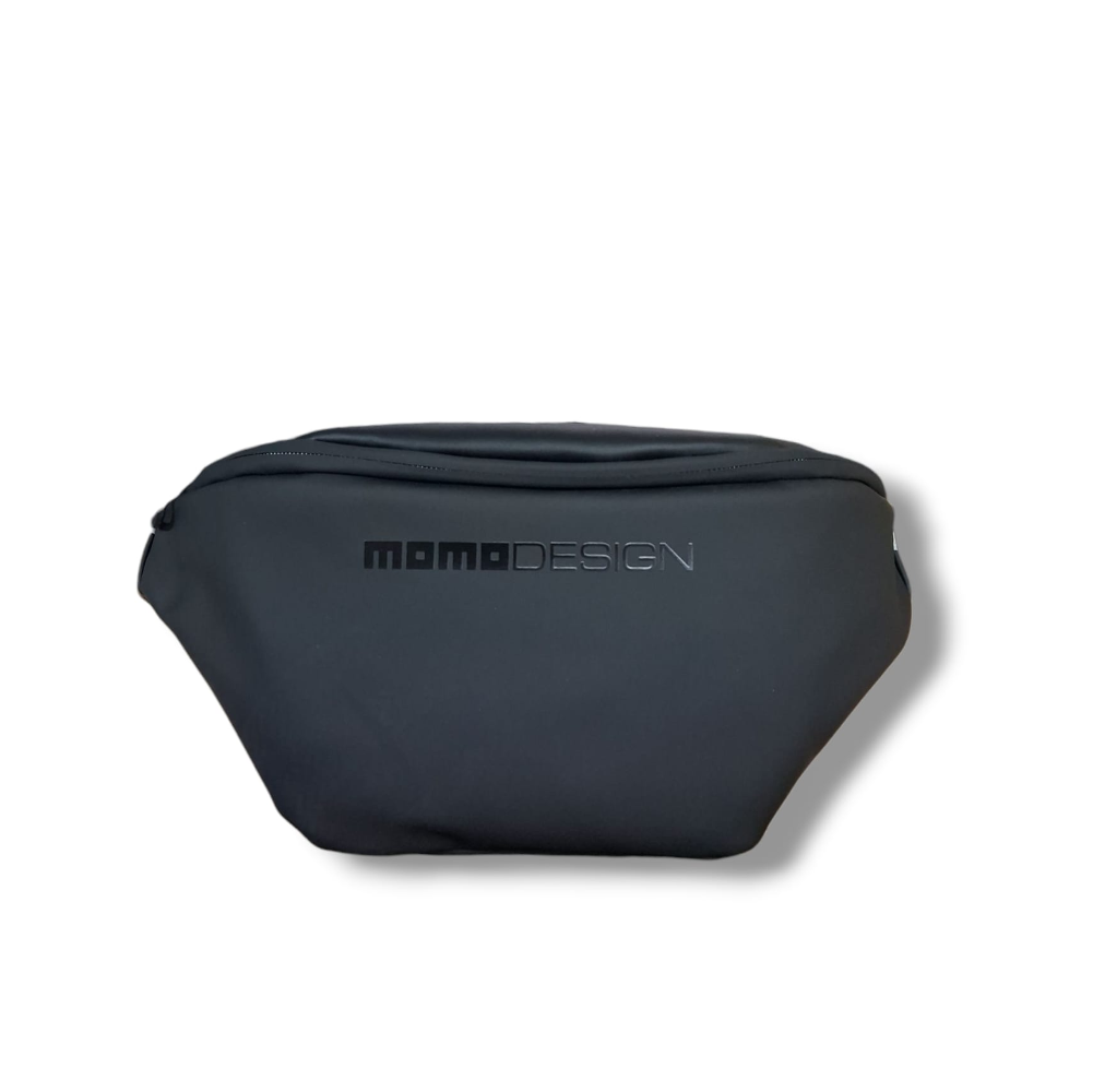 Marsupio nero MOMO DESIGN vista frontale con logo sul corpo principale