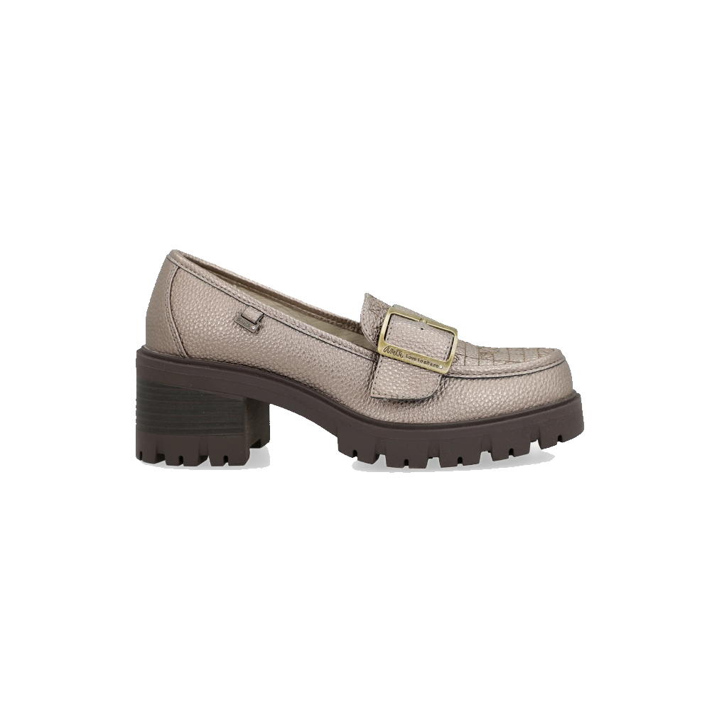 anekke anekke mocassini donna leon 413 gold 41383 37 - foto 1 Mocassino loafer ANEKKE donna oro champagne tacco medio suola nera squadrata