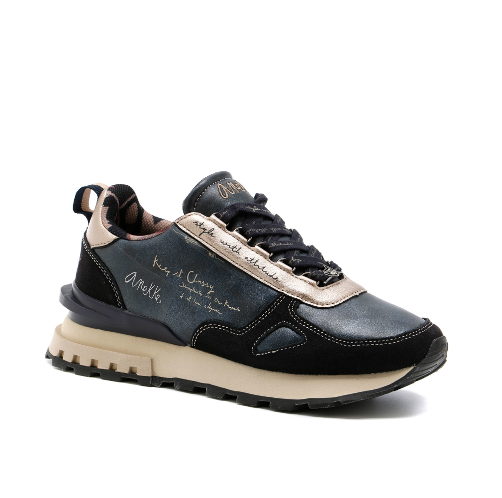 Sneaker donna ANEKKE LISBOA 413 Navy, vista profilo destro con dettagli suola