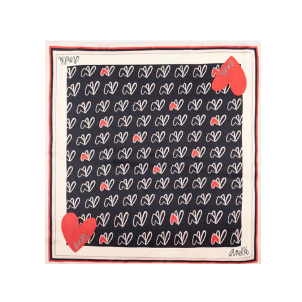 anekke anekke foulard quadrado 70x70cm nero 41470-312 - foto 1 Foulard quadrato cotone, motivo cuori bianchi su nero, dettagli rossi angoli