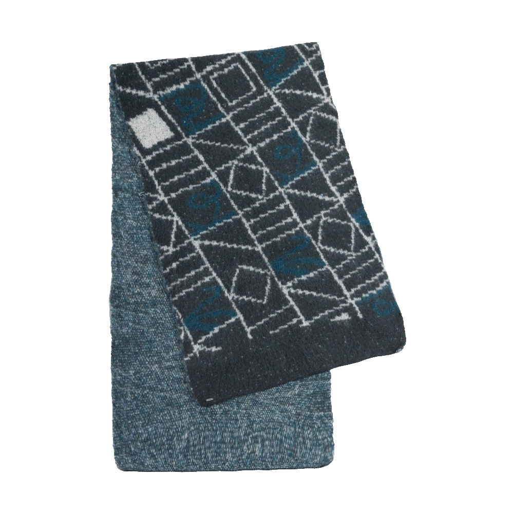 Sciarpa larga ANEKKE 190x55cm motivo geometrico bianco nero grigio blu