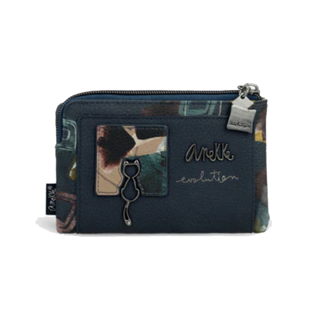 Portafoglio donna ANEKKE blu con decorazioni grafiche