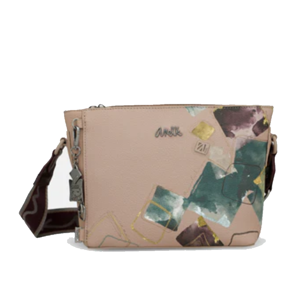 Borsa donna ANEKKE tracolla design astratto macchie colorate beige