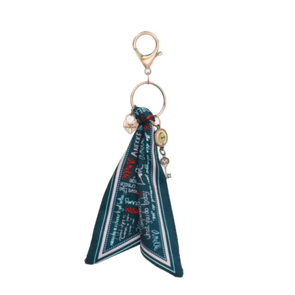 Portachiave solidario ANEKKE con sciarpa-foulard blu e accessori metallici
