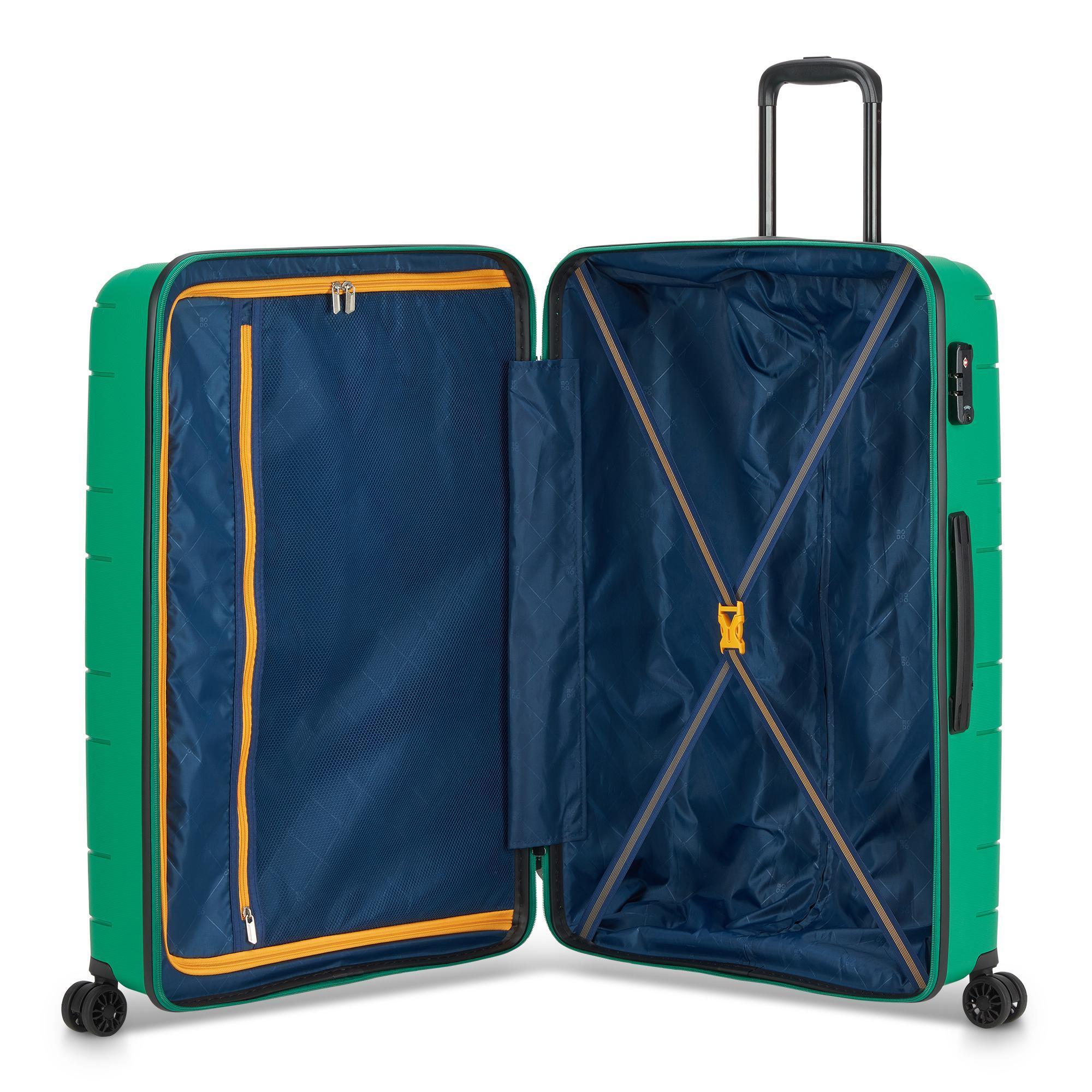 Trolley RONCATO Supernova 2.0 teal aperto con interno blu e divisori organizzativi