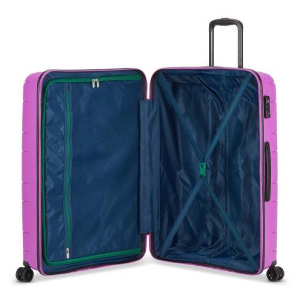 Trolley Roncato Supernova 2.0 76cm fuchsia, vista laterale e dettagli