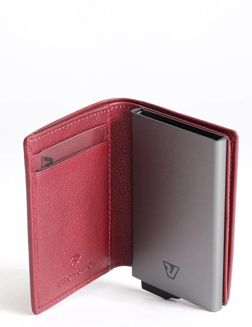 roncato-portacarte-banconote-e-portamonete-iron-rosso Portacarte/portamonete Roncato Iron 4.0 rosso aperto, interno in pelle grigia