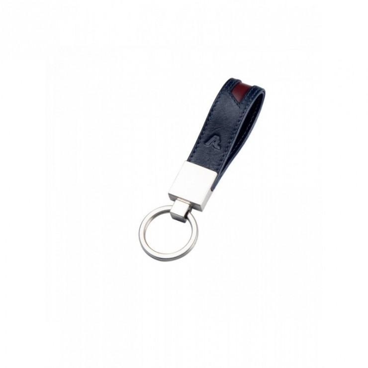 Portachiavi Roncato Pascal 03 blu navy con logo e pattella in pelle