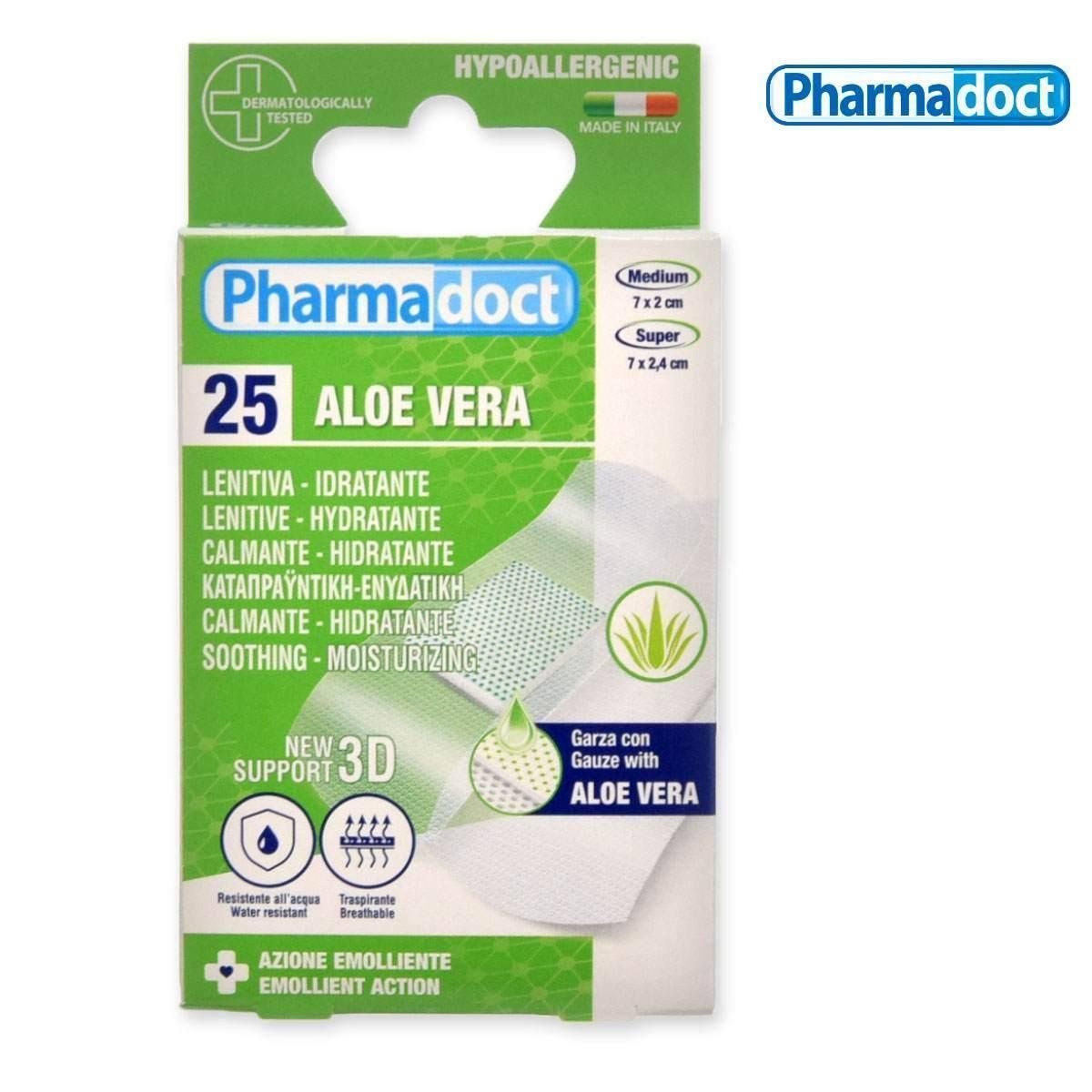 pharmadoc pharmadoct 3d cerotti azione lenitiva e idratante garza con aloe vera 25 pezzi 78307 - foto 1 Cerotti PHARMADOC 3D azione lenitiva e idratante con aloe vera, confezione 25 pezzi