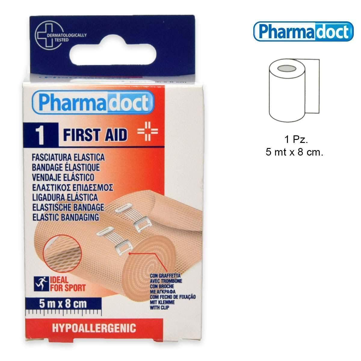 Benda elastica colore pelle con fermagli, formato 5m x 8cm