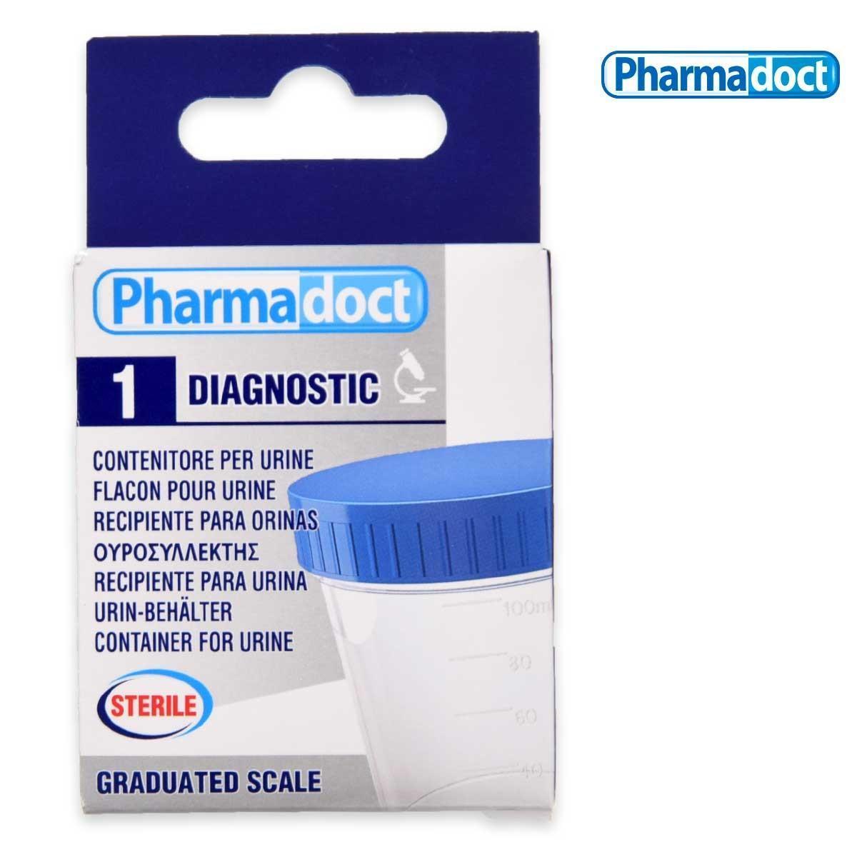 Contenitore sterile per raccolta urine con graduatura, capacità 78 ml, chiusura a vite
