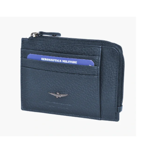 Portafogli uomo piatto con zip blu  am187-bl