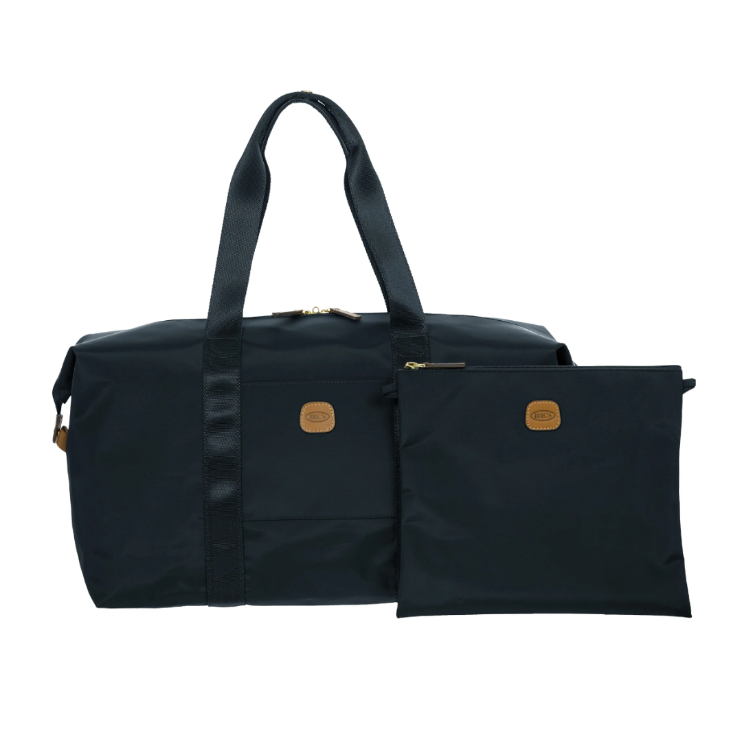 brics-x-collection-borsa-medio-ocean-blue Borsa BRIC'S X-Collection blu navy con dettagli in pelle marrone e pouch coordinato