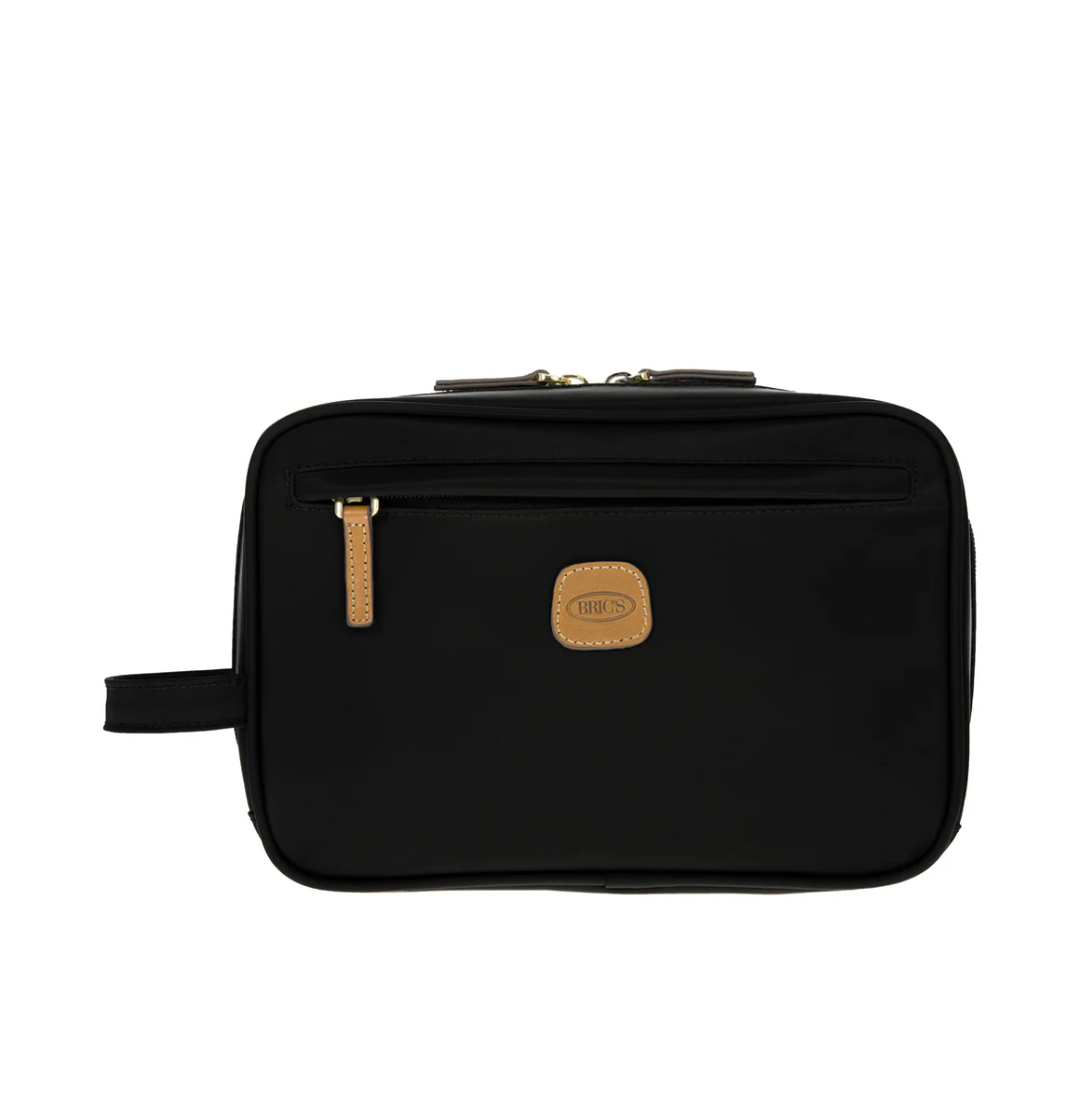 BRIC'S Ulisse necessaire nero 25x17x9, tracolla e dettagli cuoio