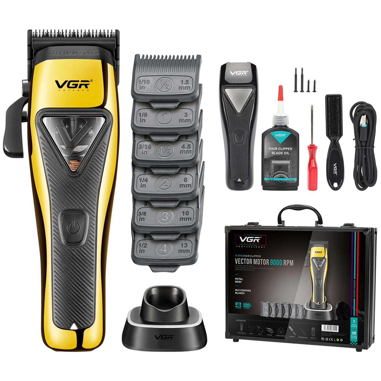 Tosatrice VGR V-015 gialla e nera con batterie, testine, valigetta e accessori