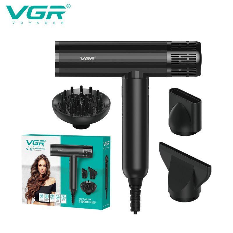 vgr vgr hair dryer 110000rpm v-427 - foto 1 Asciugacapelli VGR V-427 nero con diffusore, concentratore e accessori