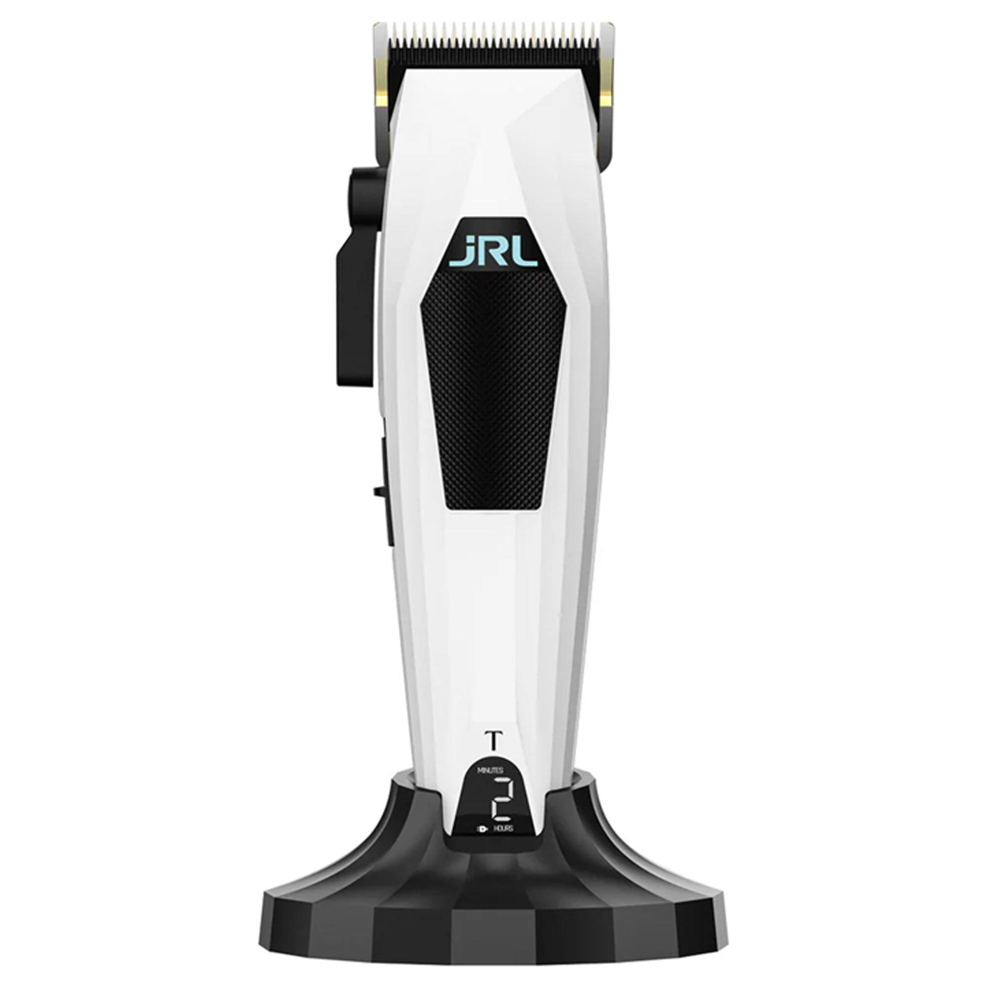 Tosatrice JRL 3000C Fade Taper, finiture bianca e nera con base di appoggio